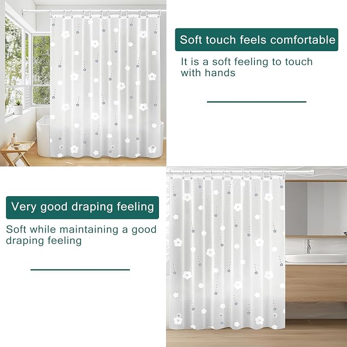 Shower Curtain Liner, 100% Waterproof Peva Shower Curtains with 3 Duty Heavy Bottom Magnets and 12 Rust Proof Grommets, 72x72 Weighted Shower Liner for Shower Stall, Bathtubs