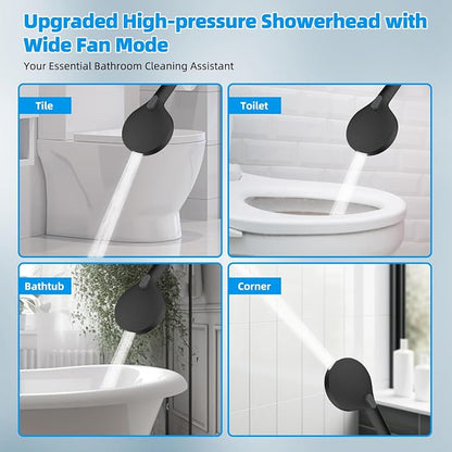 Hibbent All Metal Shower Head, 8'' High Pressure Rainfall Shower Head/Handheld Showerhead Combo with 12'' Adjustable Curved Shower Extension Arm, 10-Spray, 71'' Hose, Shower Holder, Oil Rubbed Bronze
