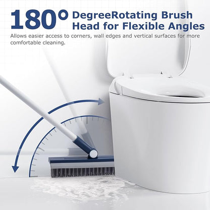 IVYROLL Grout Brush with Long Handle, Grout Cleaner Brush for Tile Floors | Stiff Bristles for Crevice, Tile Line, Shower, Kitchen, Bathroom