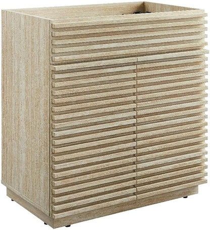 Modway Render Faux Travertine Slatted Bathroom Cabinet in Travertine