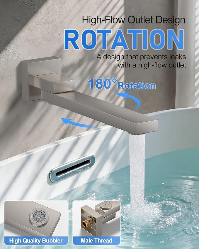 Woindo 4 Function Shower Faucet Set 12" Rain Shower Head/6'' Side Shower Head and 3 Setting Handheld Ceiling Mount Push Button Diverter Complete Rainfall Round Shower System Included Valve Trim Kit