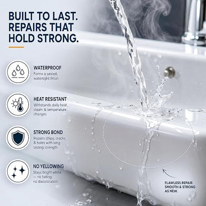 6-Color Tile Repair Kit for Porcelain Sink: DIY Fix - Match 90% Shades | Solve ugly patches – 6-color blend matches 90% shades, invisible. Waterproof, heat-proof.