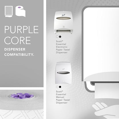 Scott Professional High-Capacity Hard Roll Paper Towels, Bulk (02001), Hardwound, Elevated Design, Absorbency Pockets, White, for ScottBrand Purple Core Dispensers (6 Rolls at 950' Each, 5,700'/Case)