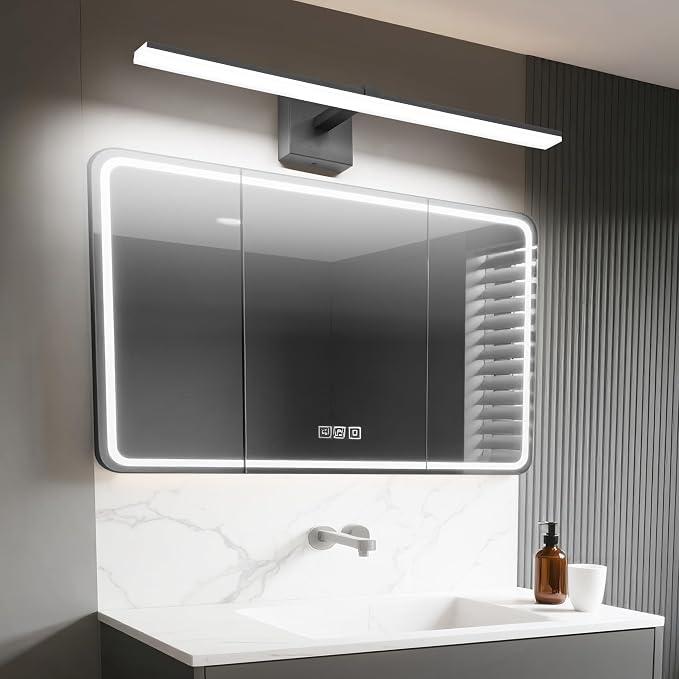 Modern Vanity Lights for Bathroom - 30 inch LED Bathroom Lights Over Mirror Black Light Fixture Bath Room 6000K Cool White
