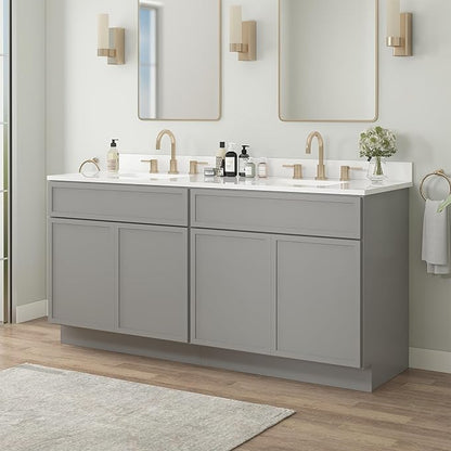 Vanity Art 66 Inch Bathroom Vanity Base Cabinet Double Sink Top (Without Sink), Soft Closing Door, Storage Unassembled Cabinet, Grey, 2ea 33 Inch Cabinet Combo