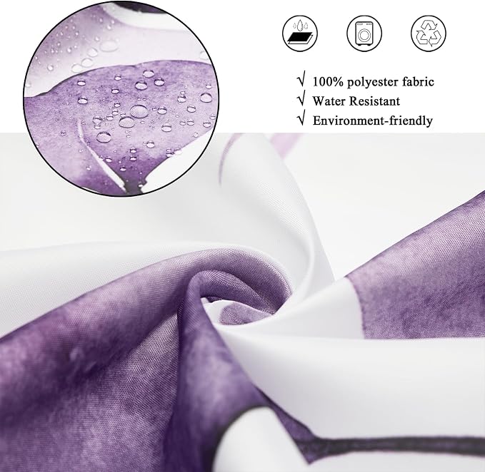 Purple Shower Curtain, Watercolor Eucalyptus Leaves Botanical Plants with Floral Bathroom Curtain Home Bathtub Decor Waterproof Fabric Machine Washable with 6PCS Hooks,36" Wx72 L