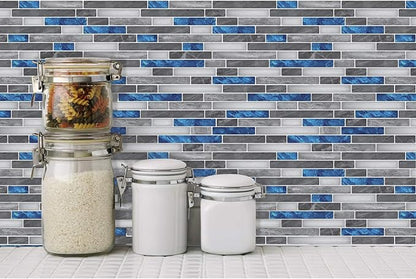 Art3d Peel and Stick Stone Wall Tile, 11.8 x 11.8 in, 10-Sheet, Blue Marble | Moisture Resistant, Strong Adhesive, Sturdy, Cleanable, Easy to Install, for Kitchen, Laundry Room, Ideal for New Home Buyers