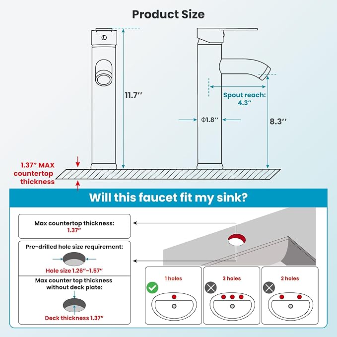 gotonovo Modern Vessel Sink Faucet with ABS Pop Up Drain, Oil Rubbed Bronze | Modern Tall Bathroom Faucet 1 Hole Single Handle Round Body, cUPC Water Supply Hoses, Basin Mixer Tap for Vanity Lavatory Rv