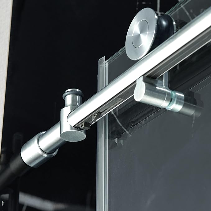 Woodbridge Frameless Single Sliding Shower Doors in Polished Chrome Finish, 45.5-48" Width x 76" Height with 3/8"(10mm) Clear Tempered Glass, Soft Close System and Explosion-Proof Film, BSDC4876-C