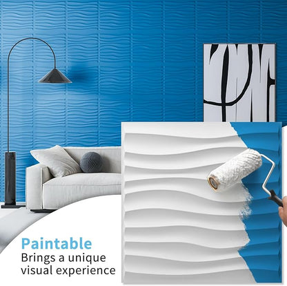 Art3d 20 Pack Decorative 3D Wall Panels, 19 Sq.Feet PVC Interior Wall Décor, 11.8"x11.8", White