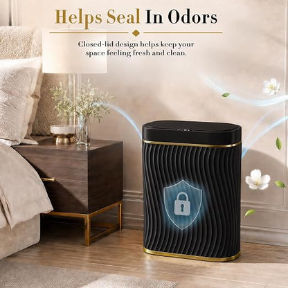 Ogikey Bathroom Trash Can with Lid, 5 Gallon Automatic Touchless Garbage Can, Motion Sensor Smart Trash Bin, Slim Waterproof Waste Bin for Living Room, Bedroom, Office, Kitche