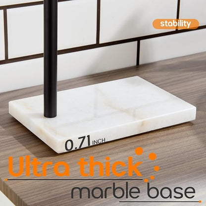 Black Towel Racks Stand 1-Tier Hand Towel Holder for Bathrooms Vanity Countertop with Heavy Marble Base Thicken Steady, Stainless Steel AN7002MB