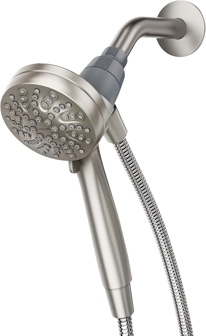 Moen Engage Magnetix Spot Resist Brushed Nickel 3.5-Inch Six-Function Detachable Handheld Showerhead with Magnetic Docking System, 26100SRN