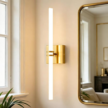 Gold Bathroom Light Fixture LED Vanity Light 22" Wall Sconce | 5CCT Dimmable Wall Light, Modern 360° Lighting, 18W Hardwired Vanity Light for Bathroom, Flicker-Free