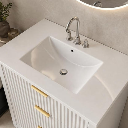 GarveeHome 36 Inch Bathroom Vanity with Sink, Fluted Bathroom Sink Cabinet