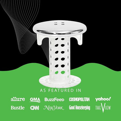 SinkShroom Revolutionary Bathroom Sink Drain Protector Hair Catcher, Strainer, Snare, Silicone , Brushed, Sinkshroom Chrome Edition, 1" -1.4"