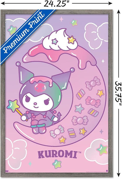 Hello Kitty and Friends: 24 Dreamland - Kuromi Wall Poster, 34L" x 22.4W", Barnwood Framed Version
