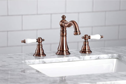 Fauceture FSC197APLAC American Patriot Widespread Bathroom Faucet with Brass Pop-Up, Antique Copper