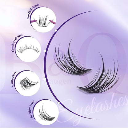 B&Q Natural Lash Clusters 04 - Cluster Eyelash Extensions, Pestañas Postizas Naturales Style Eyelashes Comfort Fit - Day-to-Night Natural Effect - Office & Date Ready For Effortless Beauty(8-16mix)