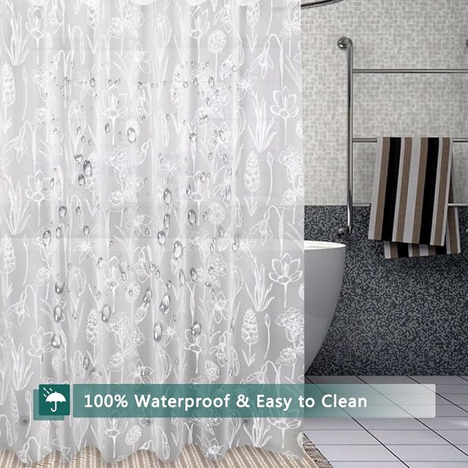 Shower Curtain Liner, 100% Waterproof Peva Shower Curtains with 3 Duty Heavy Bottom Magnets and 12 Rust Proof Grommets, 72x72 Weighted Shower Liner for Shower Stall, Bathtubs