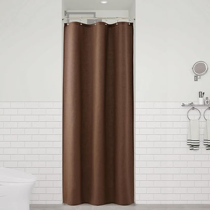 Caramel Brown 36 Inch Shower Curtain - Stall Narrow Half Linen Ultra Thick Fabric Shower Curtain Set with Hooks, Boho Farmhouse Rustic RV Camper Bath Curtains for Bathroom, 36x72