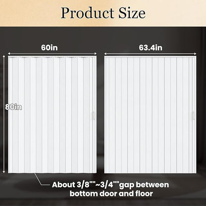 SmartStandard 60" x 80" Accordion Doors Interior, Double Walled, White | Easy to Assemble, Save Space, PVC Accordion Folding Doors for Closet Doorway Basement, with Track and Hardware
