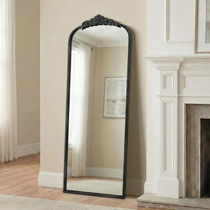 Micasso Black Full Length Mirror: 21''x56'' Baroque Vintage Floor Mirror | Traditional Ornate Antique Long Body Mirror for Wall/Dressing Room/Cloakroom/Bedroom/Entryway/Hallway/Fireplace/Living Room