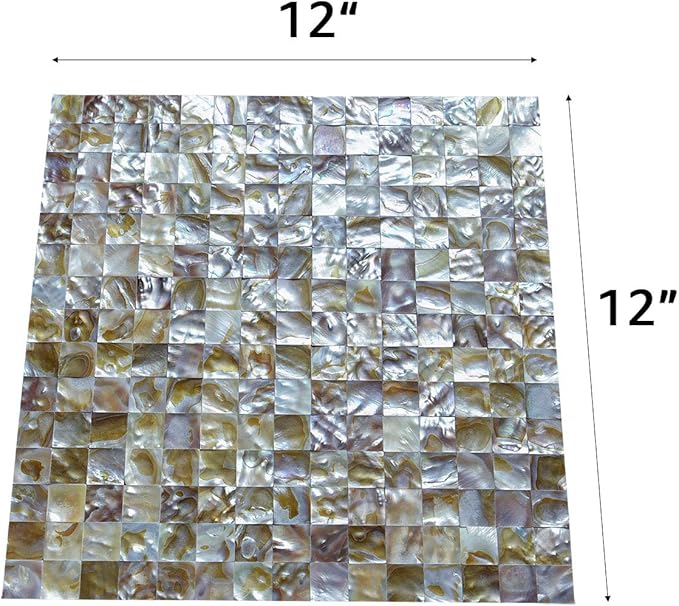 Art3d Mother of Pearl Backsplash Wall Tile in Natural Polychromy, Tile 11.8 x 11.8In Pack of 6（Brown）