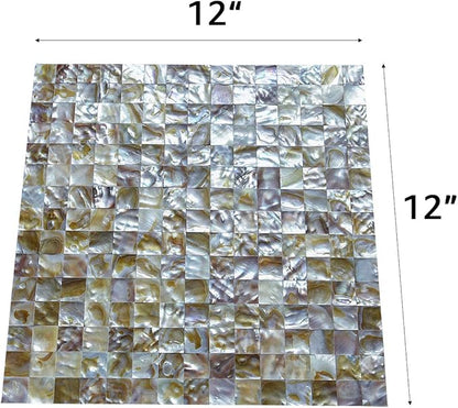 Art3d Mother of Pearl Backsplash Wall Tile in Natural Polychromy, Tile 11.8 x 11.8In Pack of 6（Brown）