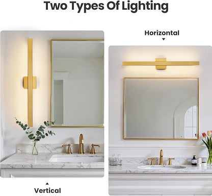 Modern Bathroom Vanity Light Gold Bathroom Light Fixture Over Mirror 32 Inch 26W Dimmable 5CCT LED Vanity Light Bar for Bathroom Mirror Cabinets Bedroom