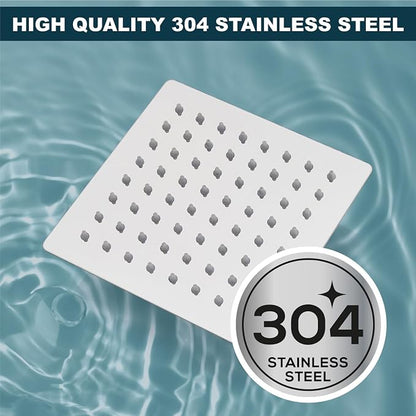 Midanya Square Rain Shower Head,High Pressure,Polish Chrome 6 Inch | 360°Swivel,Ceiling or Wall Mount,Waterfall Full Body Coverage,Bathroom Remodel,Stainless Steel Large Rainfall Shower Head
