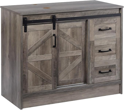 36-Inch Barn Door Bathroom Vanity, Farmhouse Style Standing Cabinet Without Sink