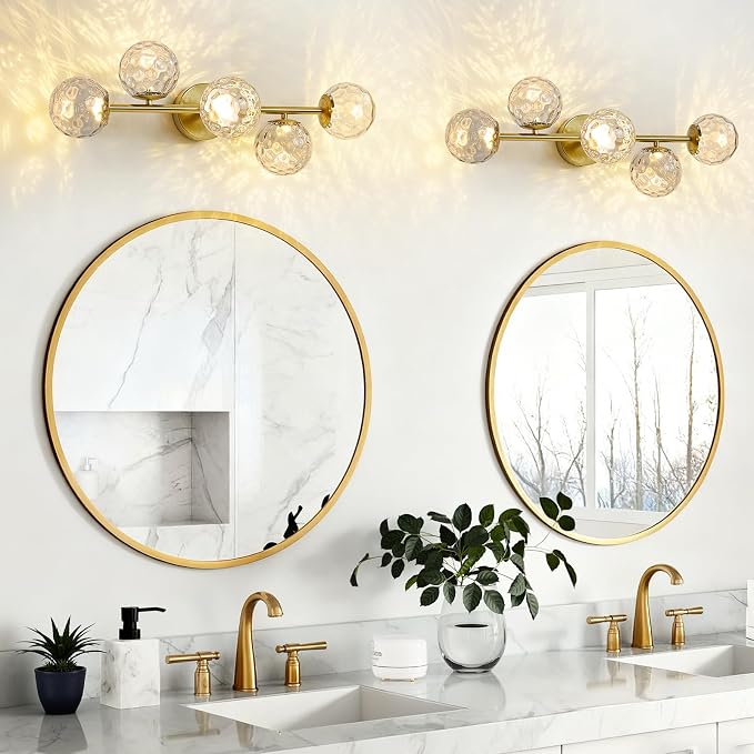 ALIYIQI LED Bathroom Vanity Light Fixtures,Brushed Gold Brass Bathroom Light Fixtures