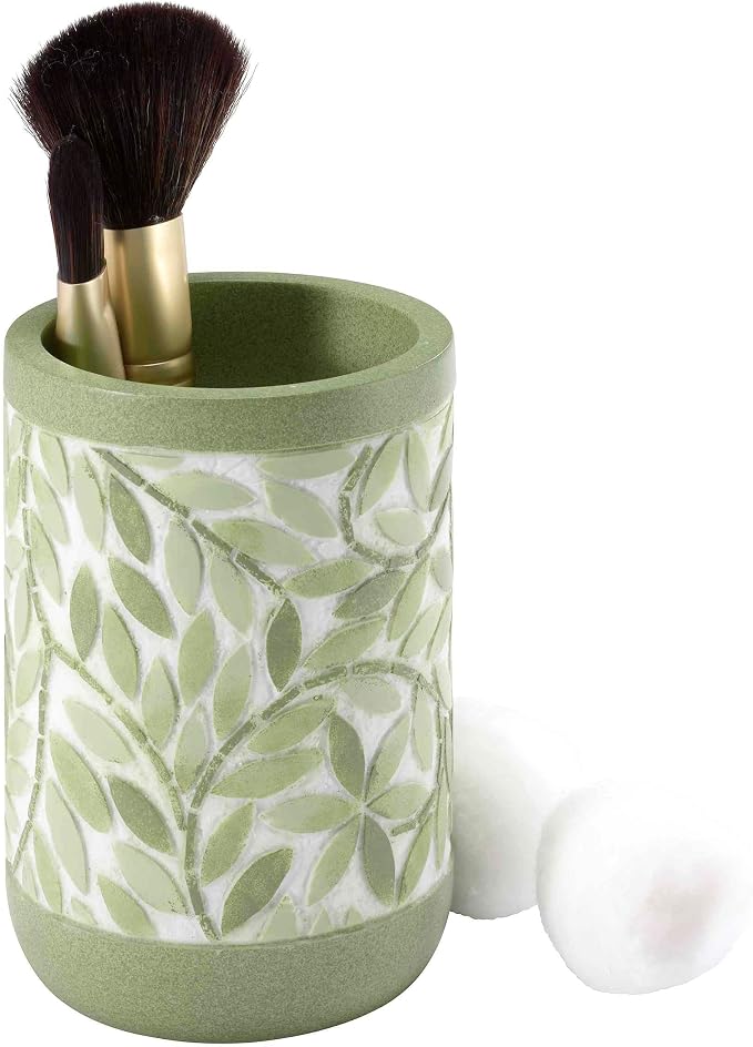 Avanti Linens - Bath Set, 4pc Countertop Accessories, Resin Tumbler, Toothbrush Holder, Soap Dish, Lotion Pump (Stratford Collection, Green)
