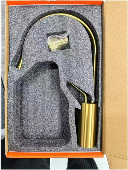Modern Basin Faucet Brushed Gold Black Silver Faucet Deck Mounted Basin Sink Tap Mixer Hot Cold Brass Tap for Bathroom(Golden Tall)