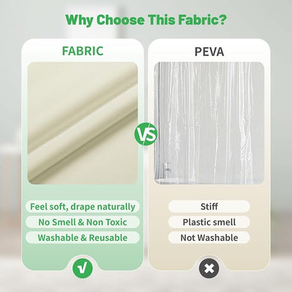eachope Waterproof Fabric Shower Curtain Liner,72x72 Inch Cream,1 Pack | 3 Heavy-Duty Magnets,Machine Washable,Durable Rustproof Grommets,Hotel Quality,Easy Care,Secure Fit for Bathroom