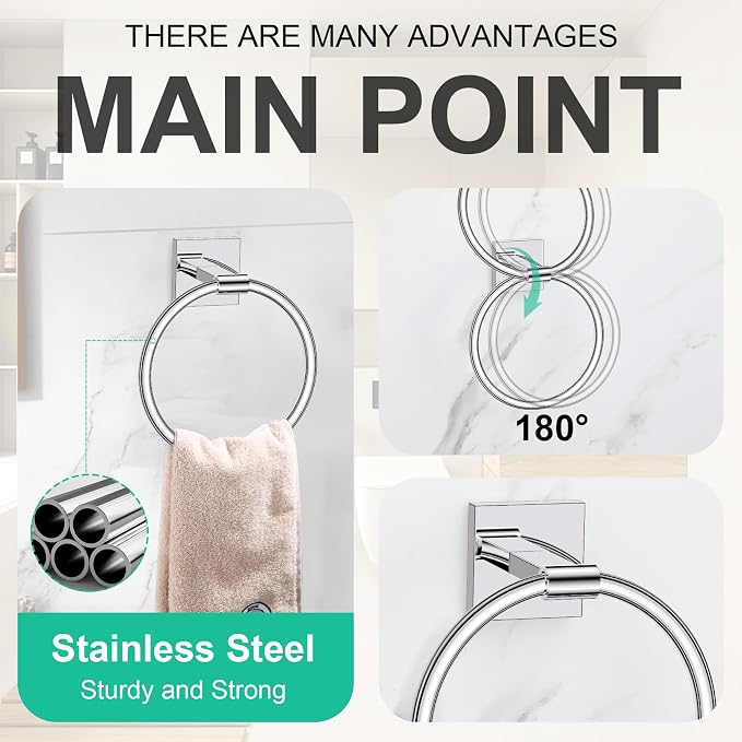 Chrome Towel Bar Bathroom Hardware Accessories Set, 5 Pieces Toilet Paper Holder Towel Holder Set, 23.6 Inch Stainless Steel Towel Racks for Bathroom Wall Mounted