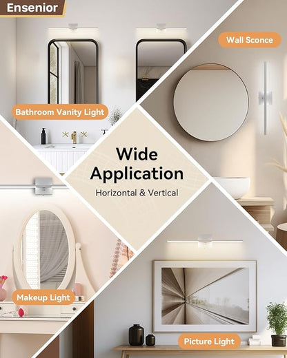 Ensenior Modern Vanity Light 24 Inch, Built-in Dimmer, 14W Dimmable 5CCT LED Light Fixture Over Mirror, Baked-on Matte Grey Vanity Lights for Bathroom Mirror Cabinets Bedroom-FCC & ETL Certificated
