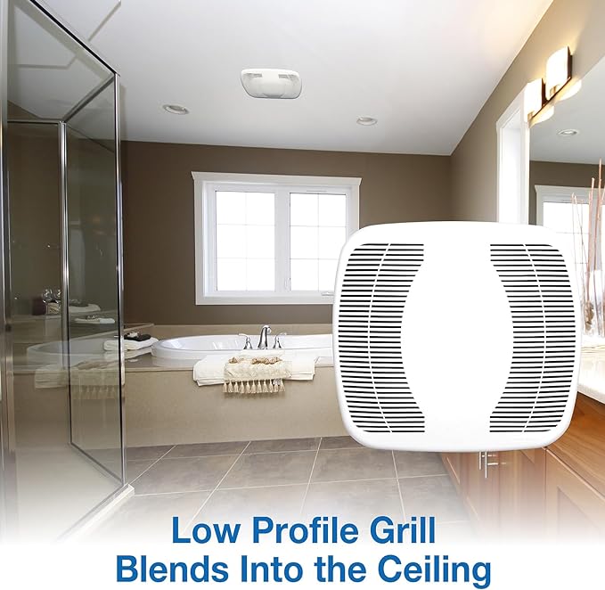 Air King 90 CFM 3.0 Sones Ceiling Mounted Snap-In Installation Bathroom Exhaust Fan, BFQ90