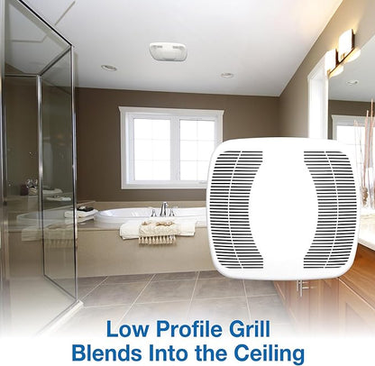 Air King 90 CFM 3.0 Sones Ceiling Mounted Snap-In Installation Bathroom Exhaust Fan, BFQ90