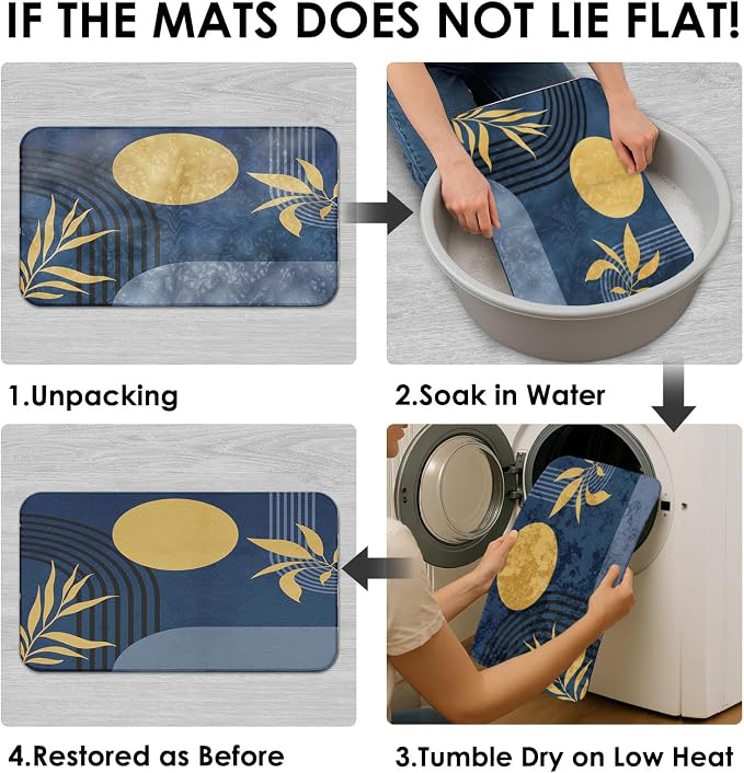 Boho Bathroom Sets with Shower Curtain and Rugs, 4 Pcs, Abstract | Geometric Minimalist Modern Bathroom Decor Set with Toilet Lid Cover, Non-Slip Bath Mats and Accessories 12 Hooks