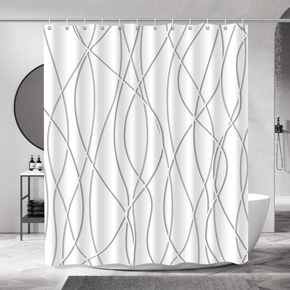 Striped Shower Curtain for Bathroom, Grey Shadow, 72" W x 72" L | with Hooks, Modern Hotel Style, Water Repellent, Washable, Weighted Hem