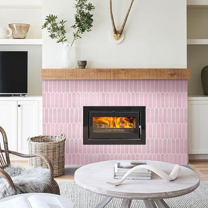 Commomy Thicker Pink Peel and Stick Tile Backsplash - 10 pcs of 12" x 12" - 3D Adhesive Peel and Stick Backsplash for Kitchen, Bathroom, Removable, Waterproof, Vinyl Wall Tile