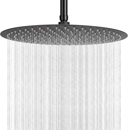 NearMoon Rain Shower Head, Ultra-Thin Design-Pressure Boosting, Awesome Some Experience, High Flow Stainless Steel Rainfall Head (16 Inch, Matte Black)