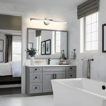 KAISITE Bathroom Light Fixture Over Mirror 30IN Brushed Nickel LED Vanity Light 24W 3000K Dimmable Modern Bathroom Wall Mount Lighting Fixture Rotatable Bath Vanity Light Bar