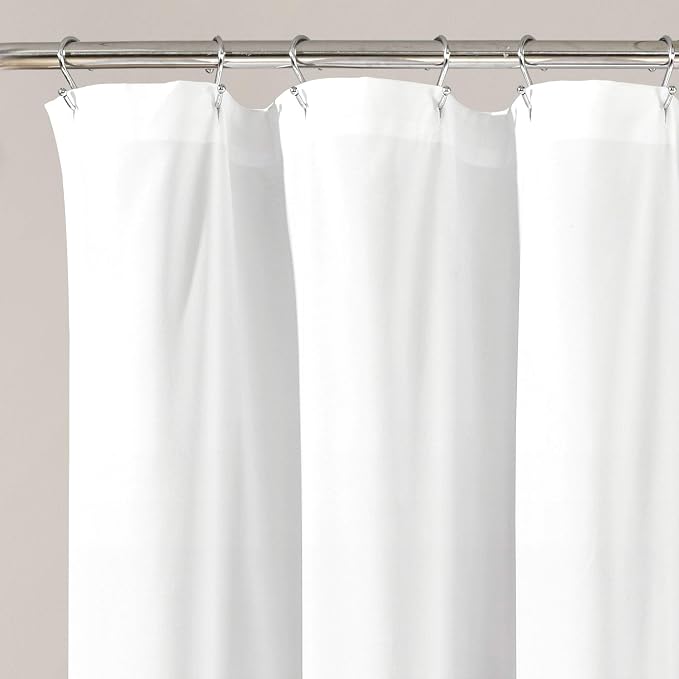 Lush Decor Avery Shower Curtain Ruffled Vintage Chic Farmhouse Style Bathroom, 72” x 72”, White
