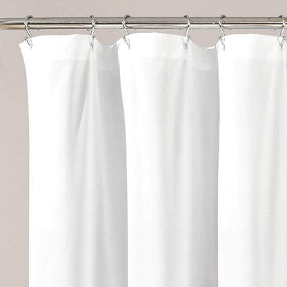 Lush Decor Avery Shower Curtain Ruffled Vintage Chic Farmhouse Style Bathroom, 72” x 72”, White