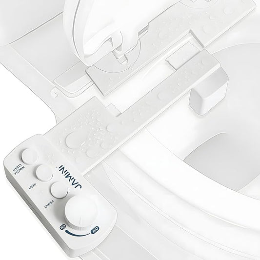 Jamini Ultra-Slim Detachable Bidet Attachment for Toilet – Non-Electric Cold Water, Self-Retraction Dual Nozzles, Step-less Pressure Dial, Dedicated Cleaning Mode, CA65 Certified