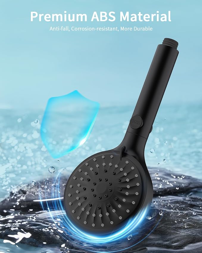 FASDUNT Shower Head with Handheld, High Pressure Showerhead with Hose Black | 80" Extra Long Stainless Steel Hose & Adjustable Bracket, Shower Heads with ON/OFF Switch for Pets Bath
