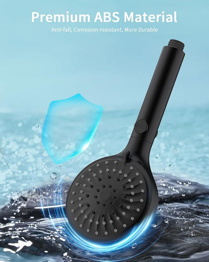 FASDUNT Shower Head with Handheld, High Pressure Showerhead with Hose Black | 80" Extra Long Stainless Steel Hose & Adjustable Bracket, Shower Heads with ON/OFF Switch for Pets Bath